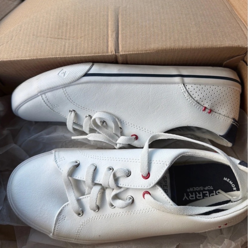 Sperry Top-Sider Striper II LTT Mens White Leather Sneakers STS22731 Size 5.5M